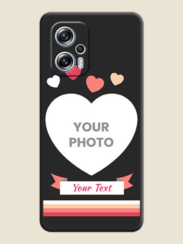 Custom Love Shaped Photo with Colorful Stripes on Personalised Space Black Soft Matte Cases - Poco X4 Gt 5G - alternate view