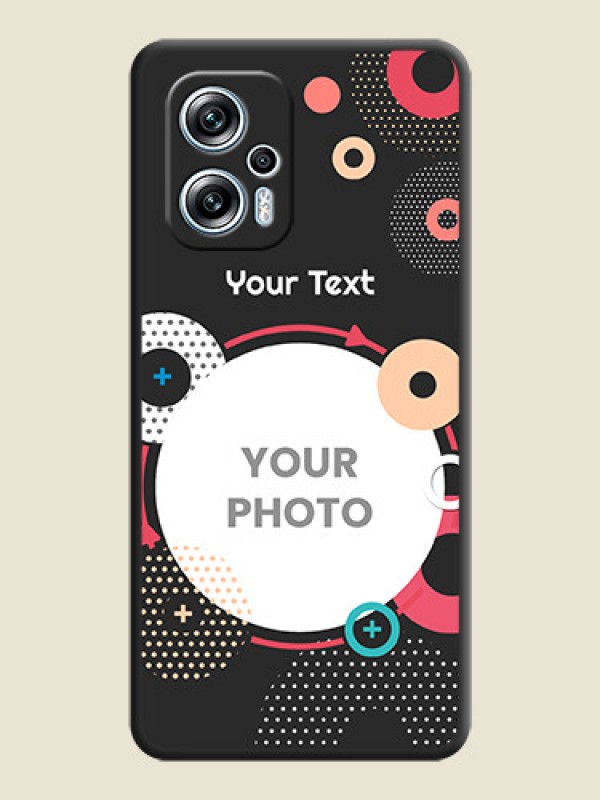 Custom Multicoloured Round Image on Personalised Space Black Soft Matte Cases - Poco X4 Gt 5G - alternate view