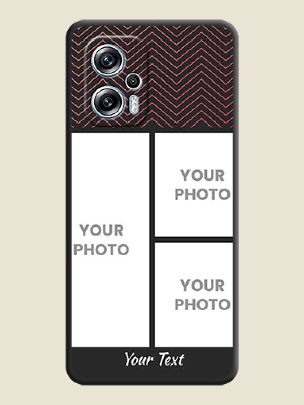 Custom Wave Pattern with 3 Image Holder on Space Black Custom Soft Matte Back Cover - Poco X4 Gt 5G - alternate view