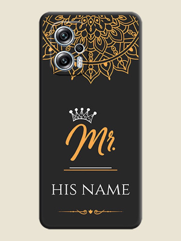 Custom Mr Name with Floral Design  on Personalised Space Black Soft Matte Cases - Poco X4 Gt 5G - alternate view