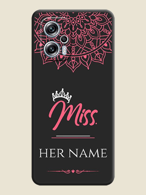 Custom Mrs Name with Floral Design on Space Black Personalized Soft Matte Phone Covers - Poco X4 Gt 5G - alternate view