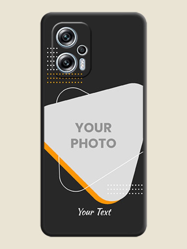 Custom Yellow Triangle on Photo on Space Black Soft Matte Phone Cover - Poco X4 Gt 5G - alternate view