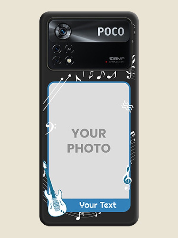 Custom Musical Theme Design with Text on Photo on Space Black Soft Matte Mobile Case - Poco X4 Pro 5G - alternate view