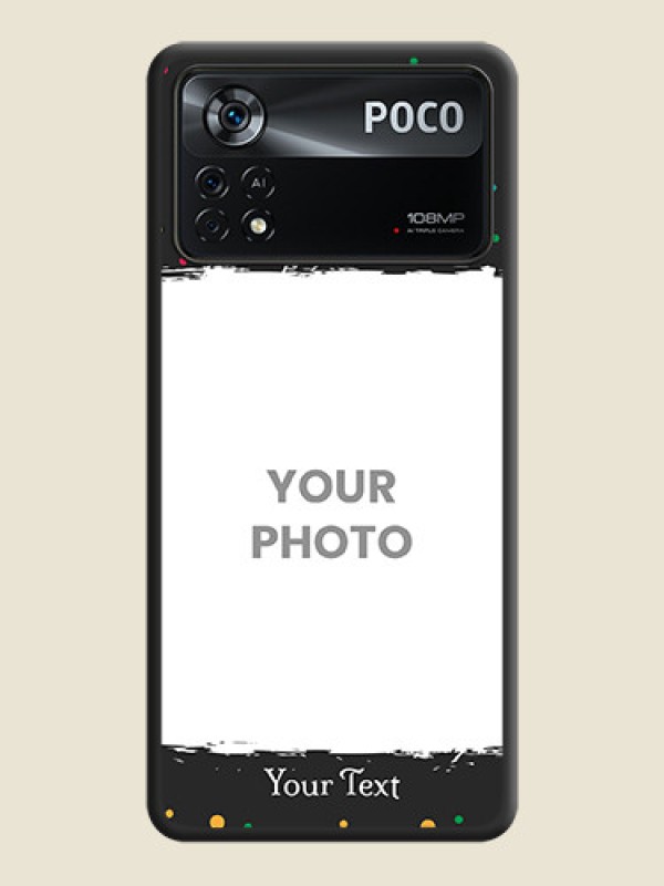 Custom Multicolor Dotted Pattern with Text on Space Black Custom Soft Matte Phone Back Cover - Poco X4 Pro 5G - alternate view