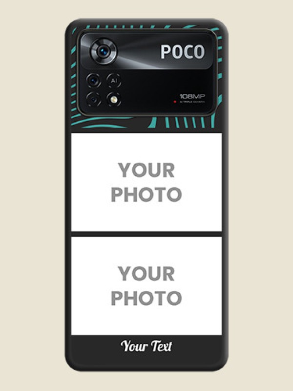 Custom Wave Pattern with 2 Image Holder on Space Black Personalized Soft Matte Phone Covers - Poco X4 Pro 5G - alternate view