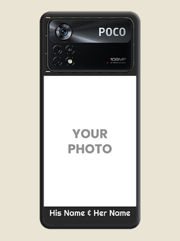 Custom Line Pattern Design with Text on Space Black Custom Soft Matte Phone Back Cover - Poco X4 Pro 5G - alternate view