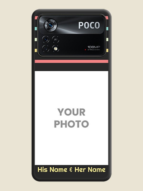 Custom Color Stripes with Photo and Text on Photo on Space Black Soft Matte Mobile Case - Poco X4 Pro 5G - alternate view