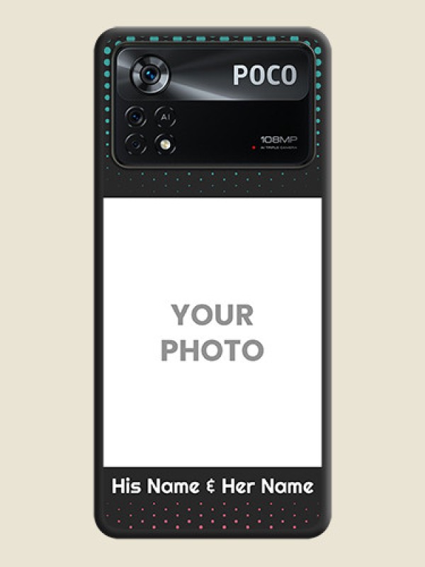 Custom Faded Dots with Grunge Photo Frame and Text on Space Black Custom Soft Matte Phone Cases - Poco X4 Pro 5G - alternate view