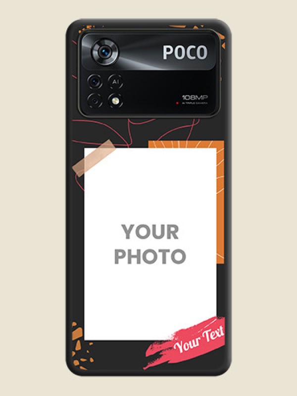 Custom Orange Photo Frame on Space Black Custom Soft Matte Phone Back Cover - Poco X4 Pro 5G - alternate view