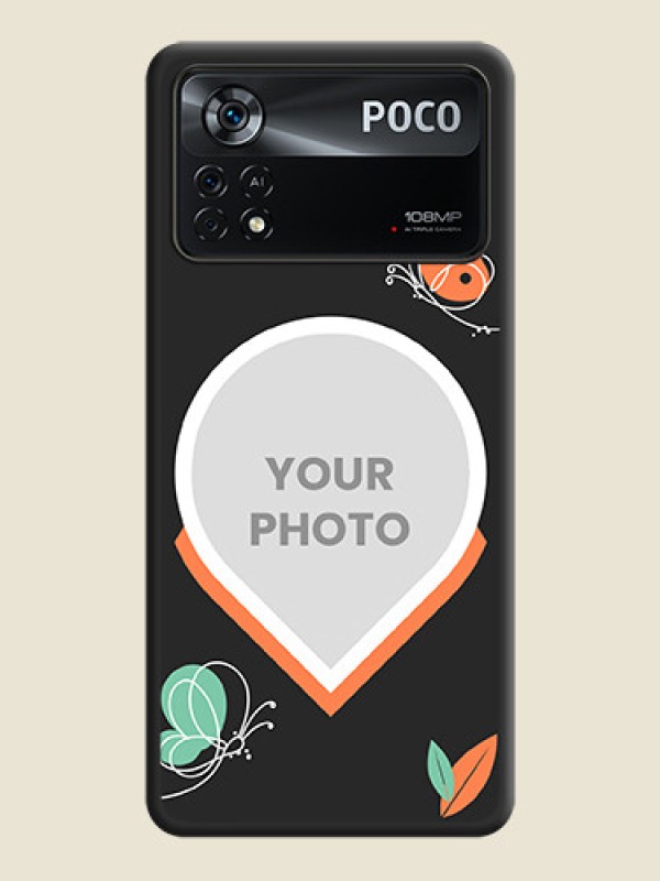 Custom Upload Pic With Simple Butterly Design On Space Black Personalized Soft Matte Phone Covers -Poco X4 Pro 5G - alternate view
