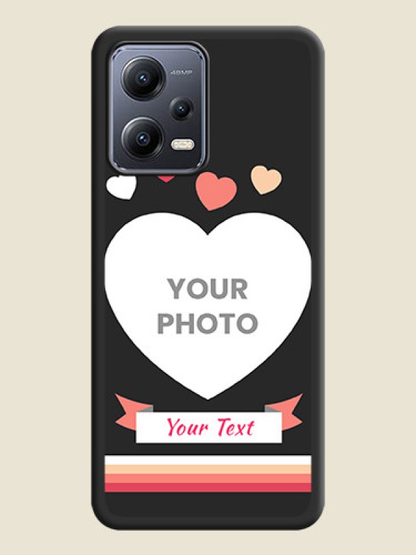 Custom Love Shaped Photo with Colorful Stripes on Personalised Space Black Soft Matte Cases - Poco X5 5G - alternate view