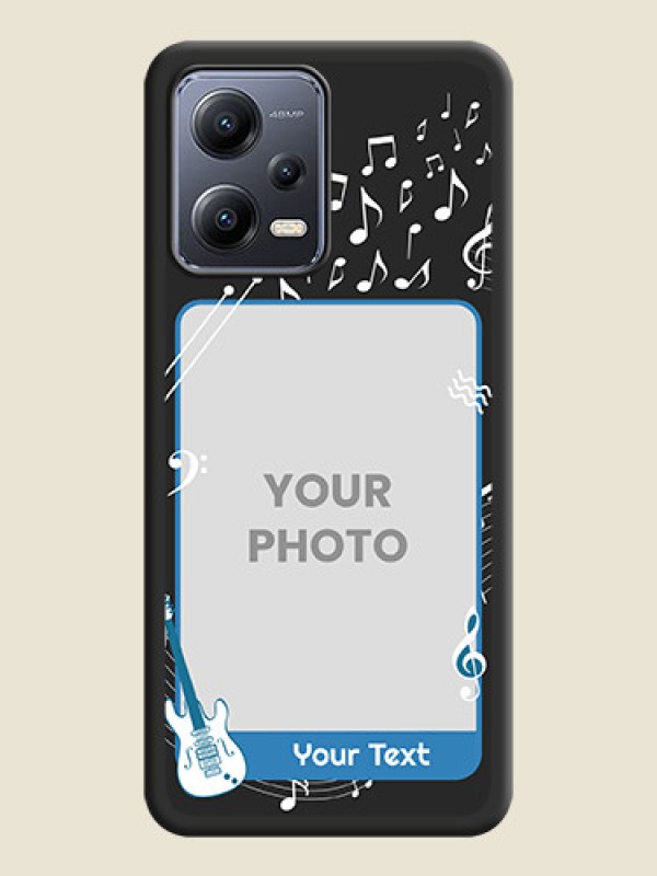 Custom Musical Theme Design with Text on Photo on Space Black Soft Matte Mobile Case - Poco X5 5G - alternate view