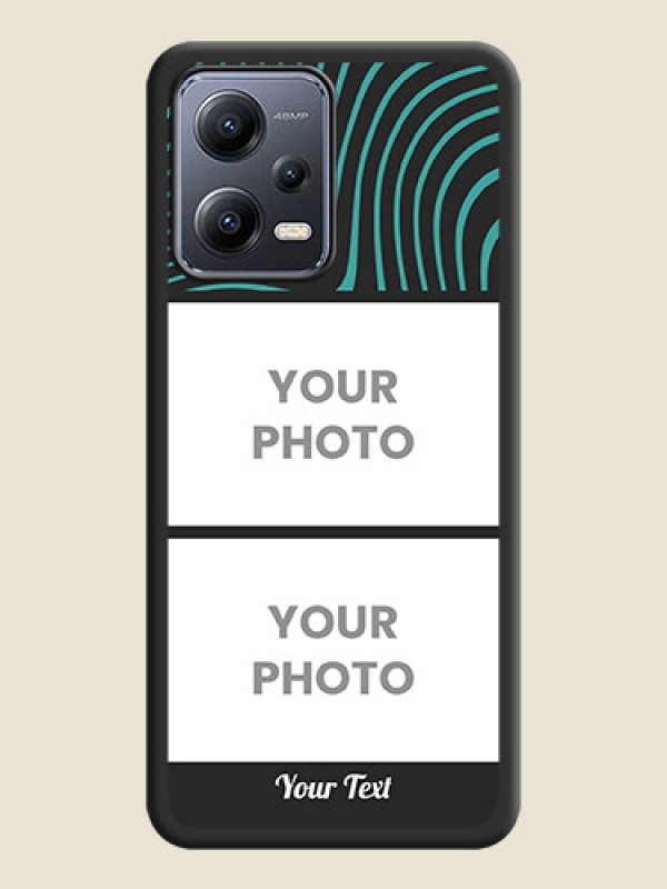 Custom Wave Pattern with 2 Image Holder on Space Black Personalized Soft Matte Phone Covers - Poco X5 5G - alternate view