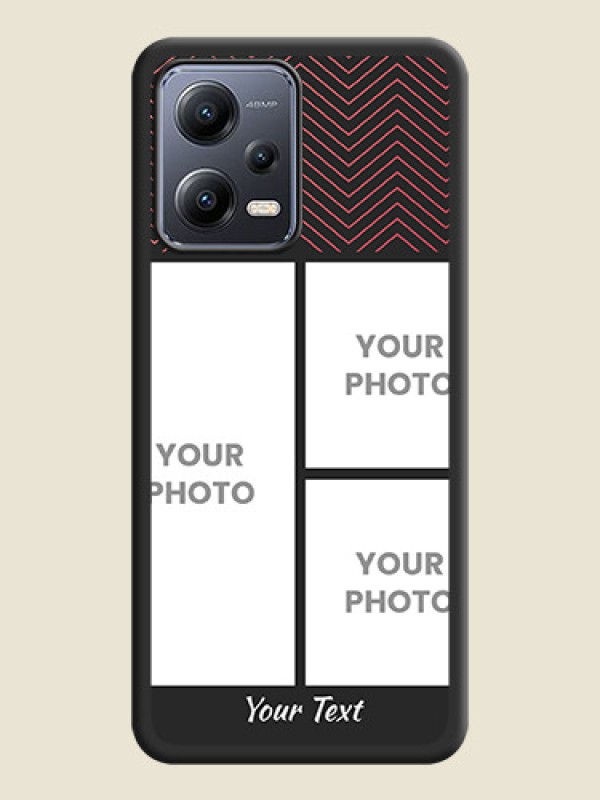 Custom Wave Pattern with 3 Image Holder on Space Black Custom Soft Matte Back Cover - Poco X5 5G - alternate view