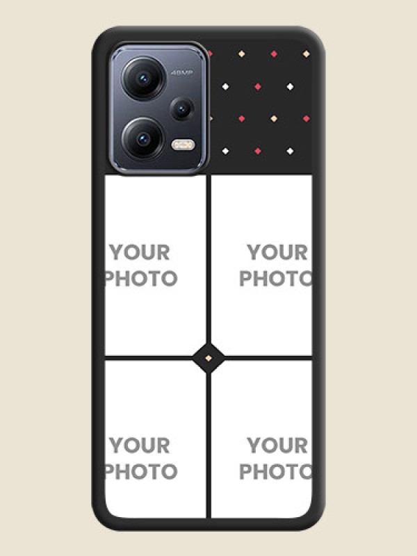Custom Multicolor Dotted Pattern with 4 Image Holder on Space Black Custom Soft Matte Phone Cases - Poco X5 5G - alternate view