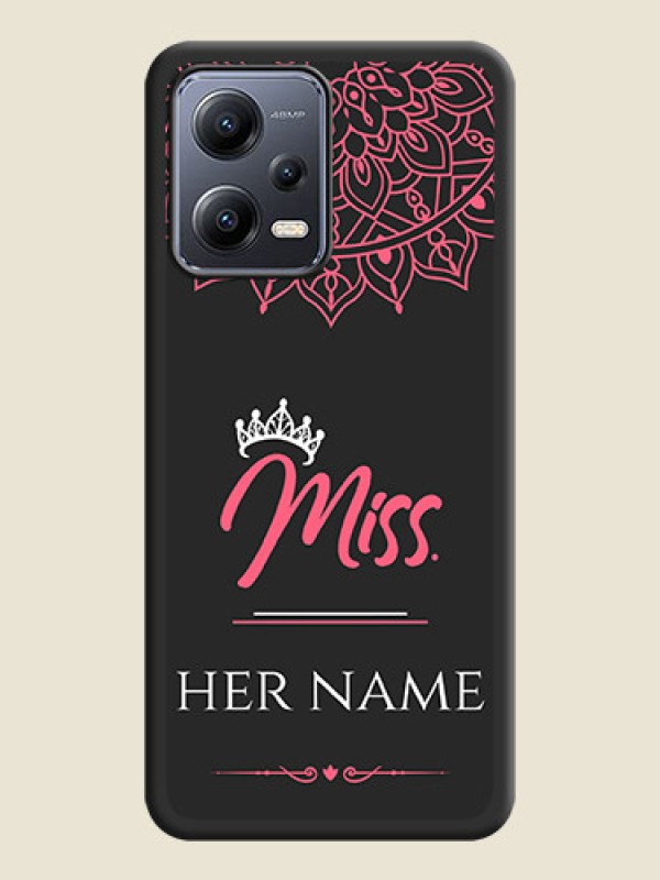 Custom Mrs Name with Floral Design on Space Black Personalized Soft Matte Phone Covers - Poco X5 5G - alternate view