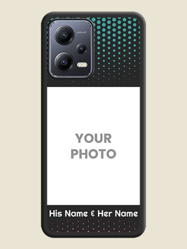 Custom Faded Dots with Grunge Photo Frame and Text on Space Black Custom Soft Matte Phone Cases - Poco X5 5G - alternate view