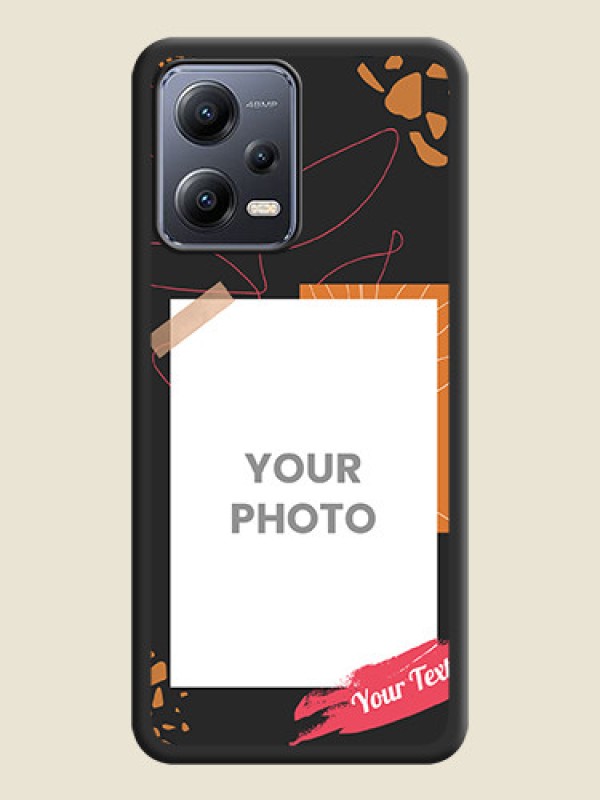 Custom Orange Photo Frame on Space Black Custom Soft Matte Phone Back Cover - Poco X5 5G - alternate view