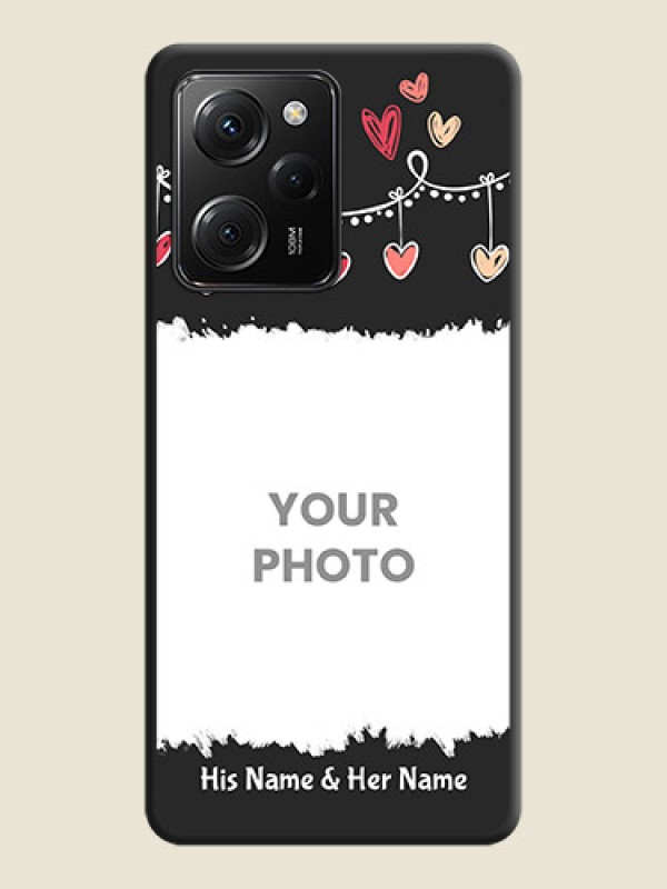 Custom Pink Love Hangings with Name on Space Black Custom Soft Matte Phone Cases -Poco X5 Pro 5G - alternate view