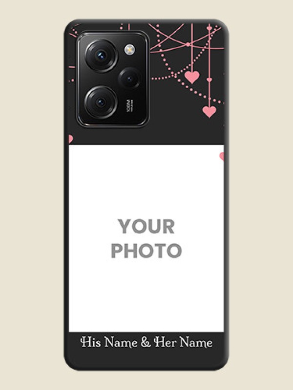 Custom Pink Love Hangings with Text on Space Black Custom Soft Matte Back Cover -Poco X5 Pro 5G - alternate view