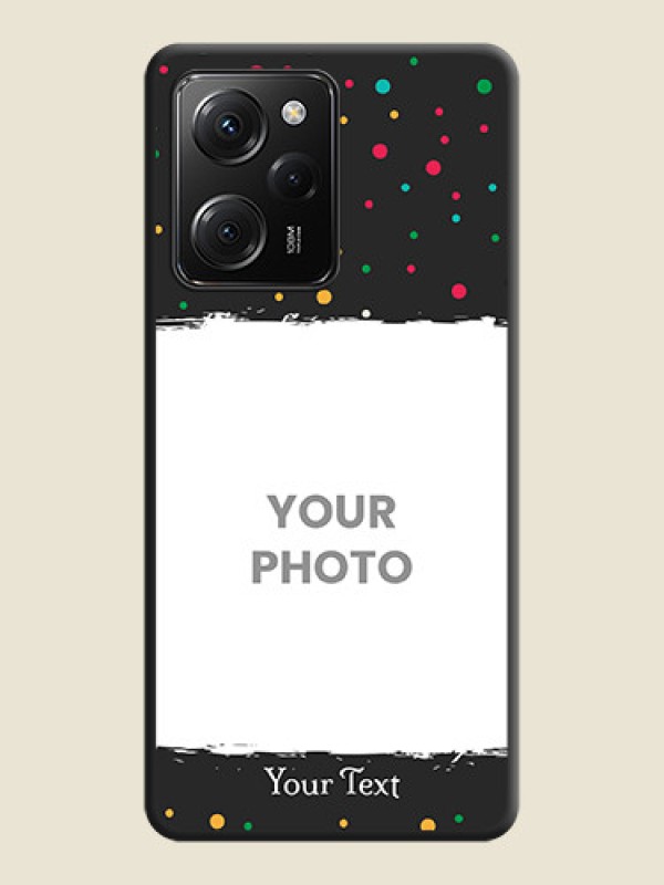 Custom Multicolor Dotted Pattern with Text on Space Black Custom Soft Matte Phone Back Cover -Poco X5 Pro 5G - alternate view