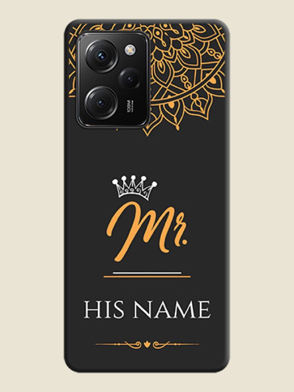 Custom Mr Name with Floral Design  on Personalised Space Black Soft Matte Cases -Poco X5 Pro 5G - alternate view