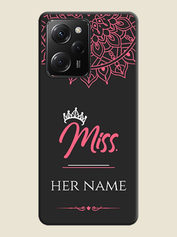 Custom Mrs Name with Floral Design on Space Black Personalized Soft Matte Phone Covers -Poco X5 Pro 5G - alternate view