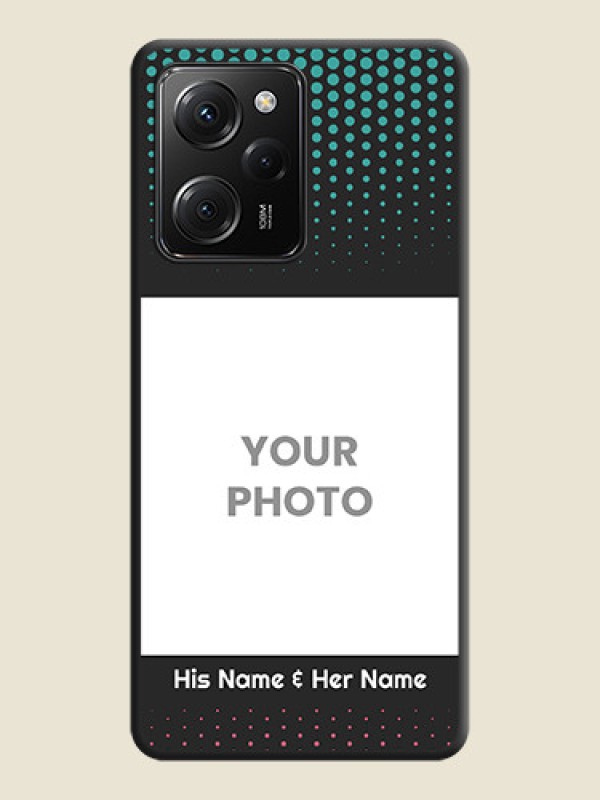 Custom Faded Dots with Grunge Photo Frame and Text on Space Black Custom Soft Matte Phone Cases -Poco X5 Pro 5G - alternate view