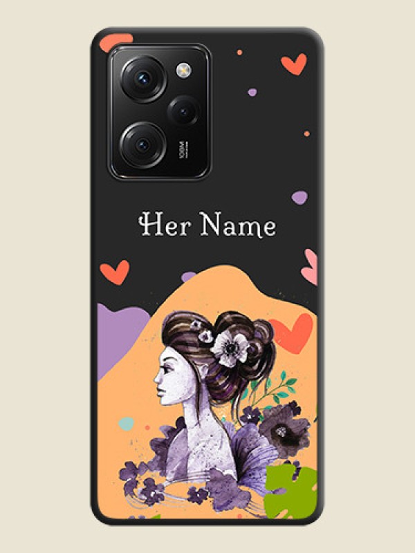 Custom Namecase For Her With Fancy Lady Image On Space Black Personalized Soft Matte Phone Covers -ApplePoco X5 Pro 5G - alternate view