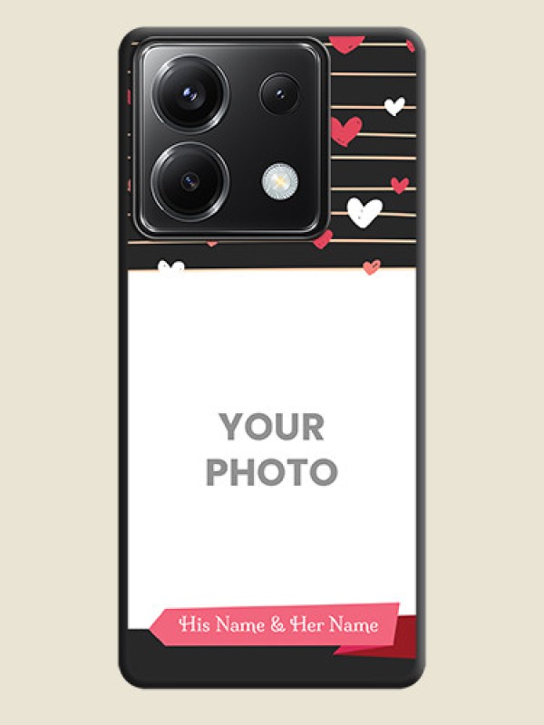 Custom Love Pattern with Name on Pink Ribbon - Photo on Space Black Soft Matte Back Cover - Poco X6 5G - alternate view