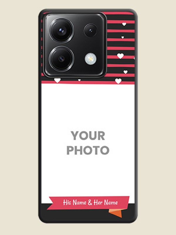 Custom White Color Love Symbols with Pink Lines Pattern on Space Black Custom Soft Matte Phone Cases - Poco X6 5G - alternate view