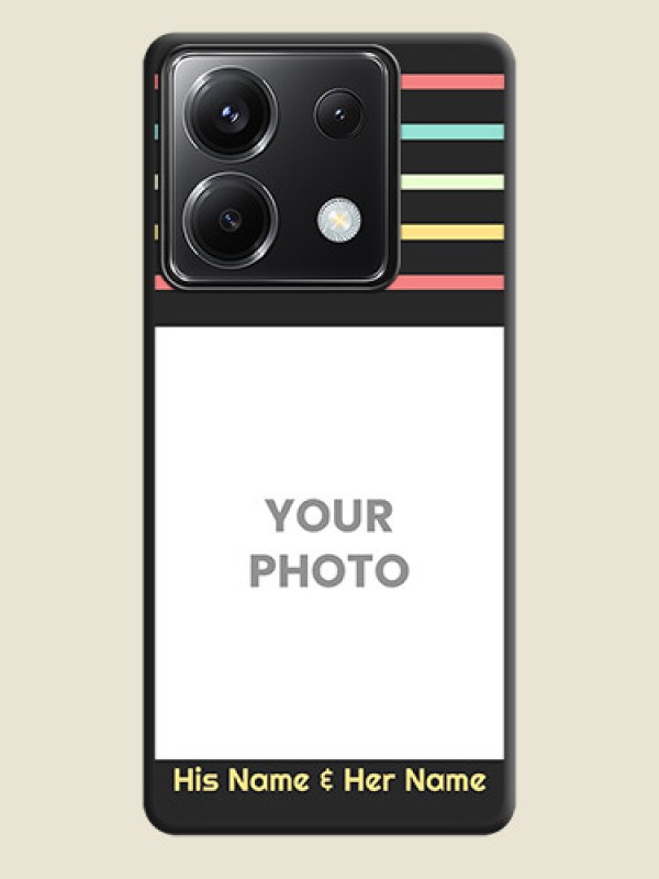 Custom Color Stripes with Photo and Text - Photo on Space Black Soft Matte Mobile Case - Poco X6 5G - alternate view