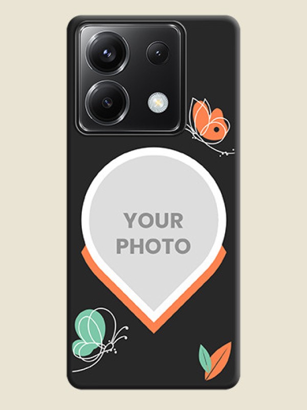 Custom Upload Pic With Simple Butterly Design On Space Black Personalized Soft Matte Phone Covers - Poco X6 5G - alternate view