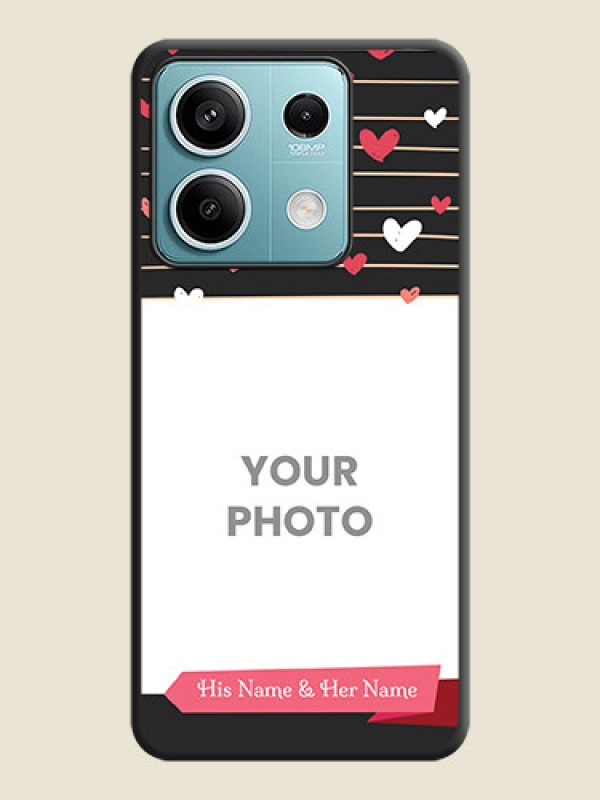 Custom Love Pattern with Name on Pink Ribbon - Photo on Space Black Soft Matte Back Cover - Poco X6 Neo 5G - alternate view