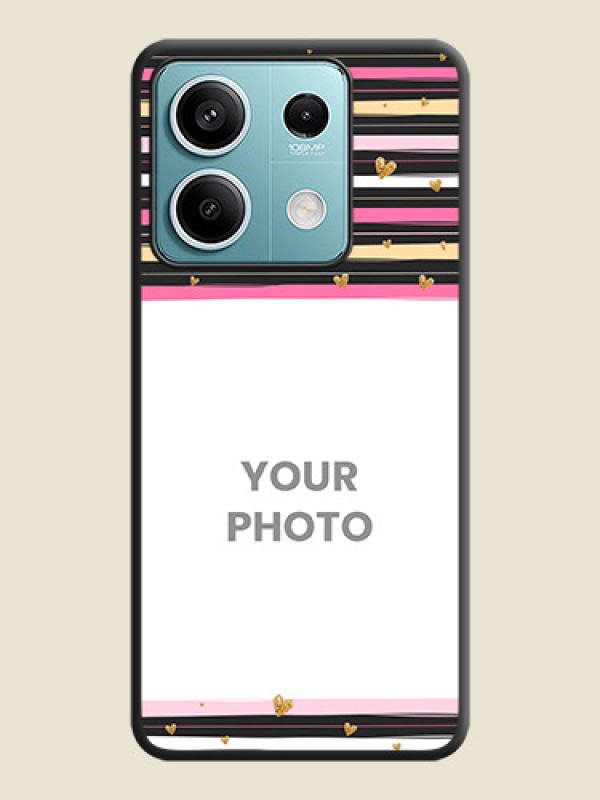 Custom Multicolor Lines and Golden Love Symbols Design - Photo on Space Black Soft Matte Mobile Cover - Poco X6 Neo 5G - alternate view