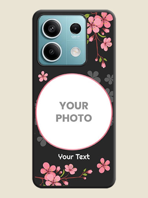 Custom Round Image with Pink Color Floral Design - Photo on Space Black Soft Matte Back Cover - Poco X6 Neo 5G - alternate view