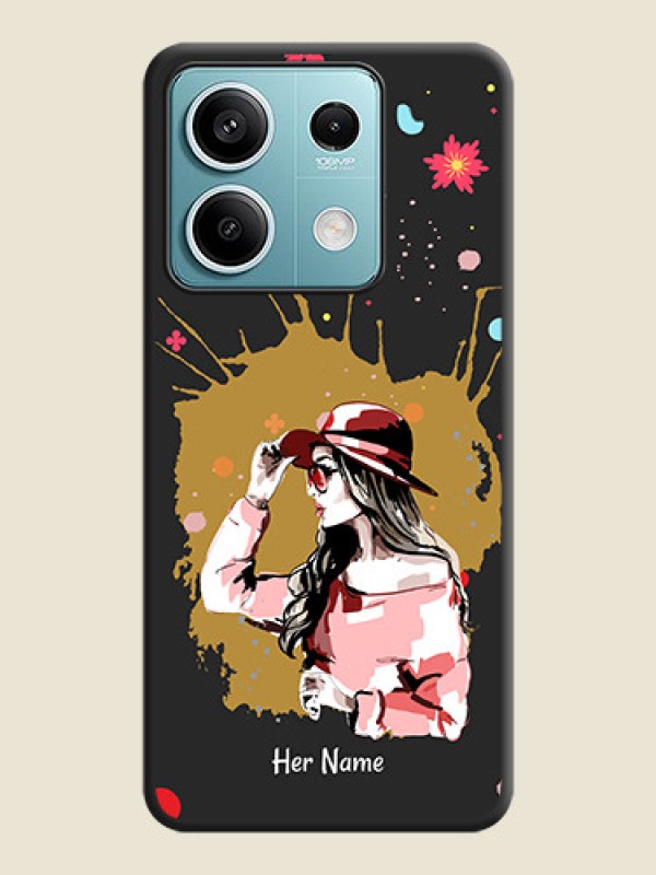 Custom Mordern Lady With Color Splash Background With Custom Text On Space Black Personalized Soft Matte Phone Covers - Poco X6 Neo 5G - alternate view