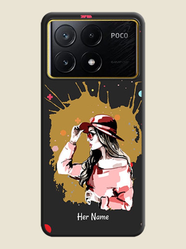 Custom Mordern Lady With Color Splash Background With Custom Text On Space Black Personalized Soft Matte Phone Covers - Poco X6 Pro 5G - alternate view