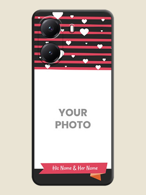 Custom White Color Love Symbols with Pink Lines Pattern On Space Black Custom Soft Matte Mobile Back Cover - Poco X7 Pro 5G - alternate view