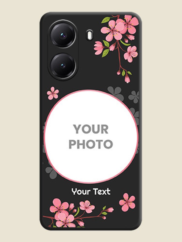 Custom Round Image with Pink Color Floral Design on Photo On Space Black Custom Soft Matte Mobile Back Cover - Poco X7 Pro 5G - alternate view