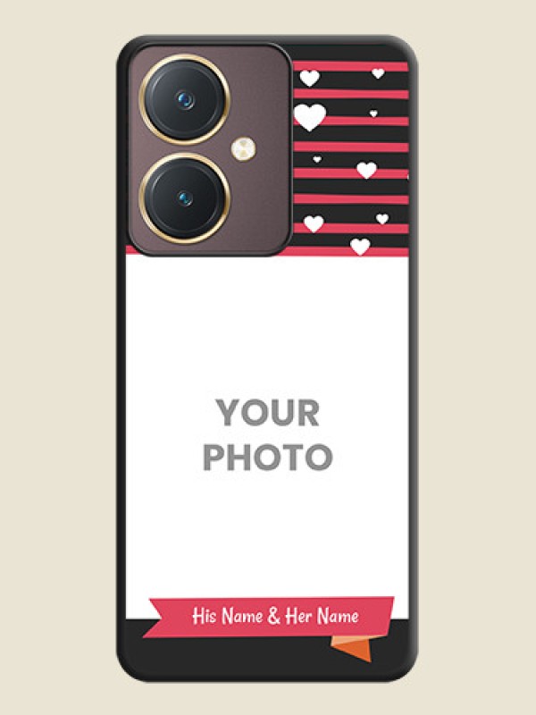 Custom White Color Love Symbols with Pink Lines Pattern on Space Black Custom Soft Matte Phone Cases - Vivo Y27 - alternate view