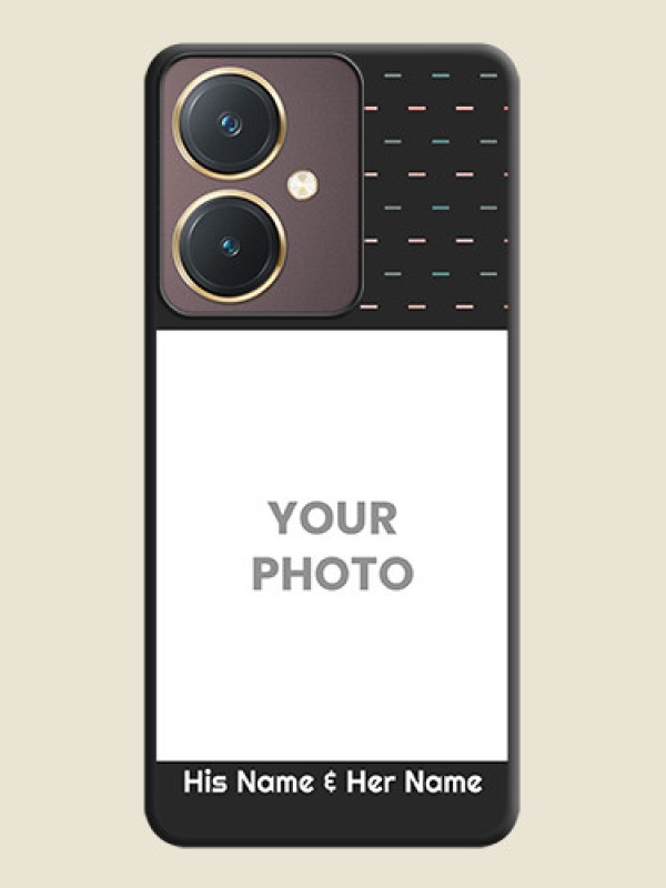 Custom Line Pattern Design with Text on Space Black Custom Soft Matte Phone Back Cover - Vivo Y27 - alternate view