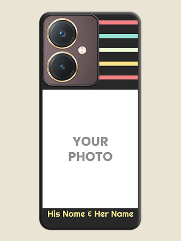 Custom Color Stripes with Photo and Text - Photo on Space Black Soft Matte Mobile Case - Vivo Y27 - alternate view