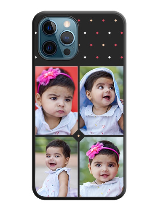 Custom Multicolor Dotted Pattern with 4 Image Holder on Space Black Custom Soft Matte Phone Cases - iPhone 12 Pro Max