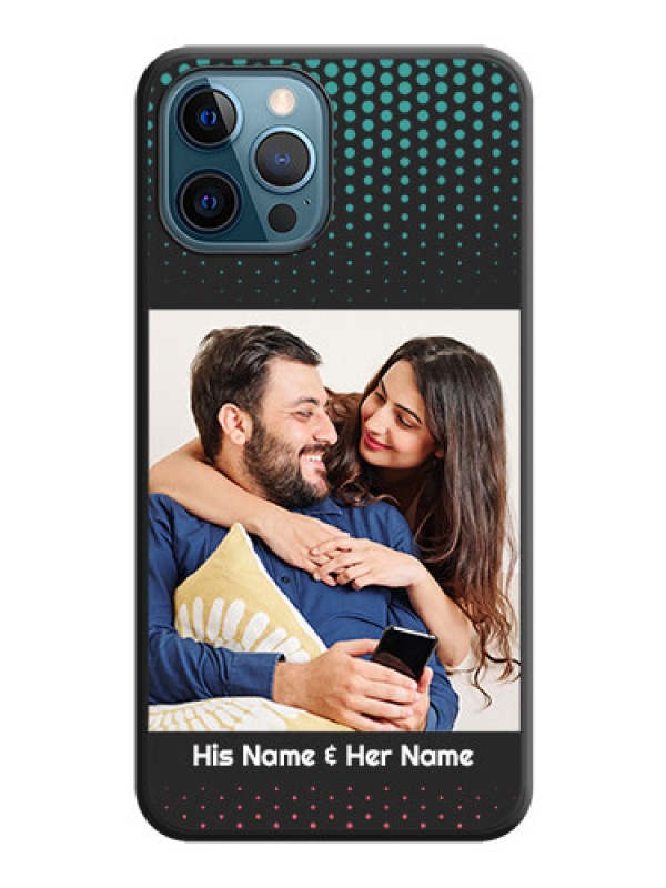 Custom Faded Dots with Grunge Photo Frame and Text on Space Black Custom Soft Matte Phone Cases - iPhone 12 Pro Max