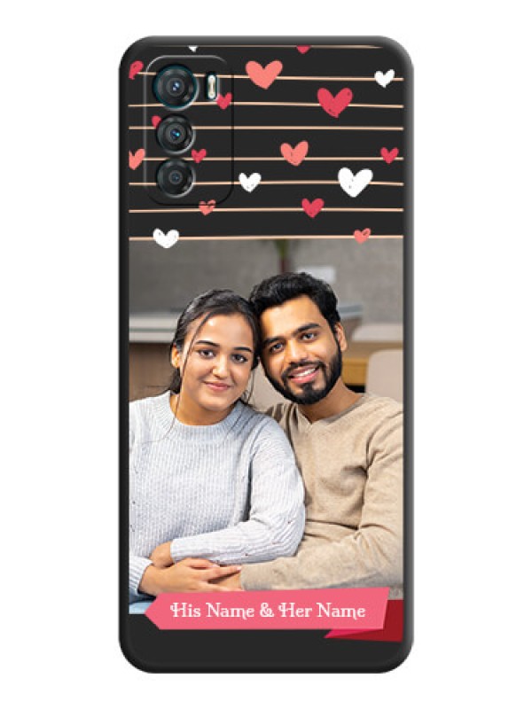 Custom Love Pattern with Name on Pink Ribbon  on Photo on Space Black Soft Matte Back Cover - Motorola Moto G42