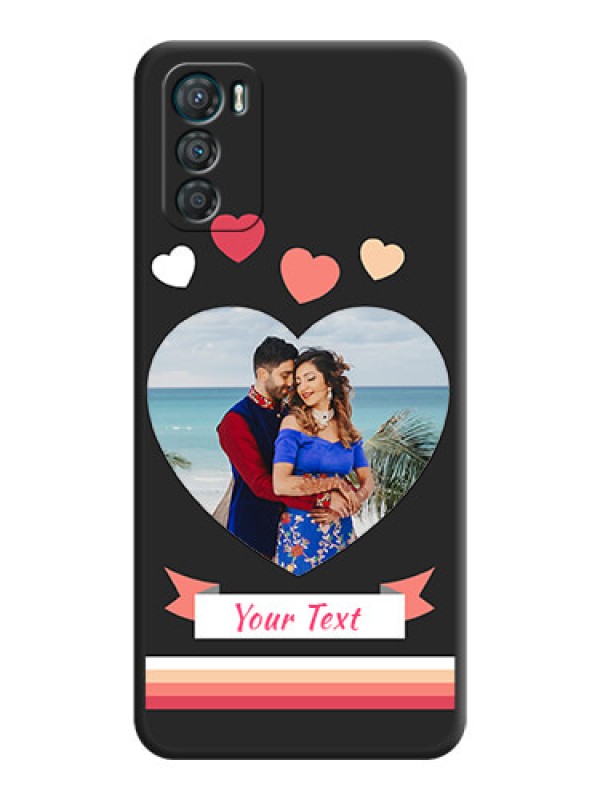 Custom Love Shaped Photo with Colorful Stripes on Personalised Space Black Soft Matte Cases - Motorola Moto G42