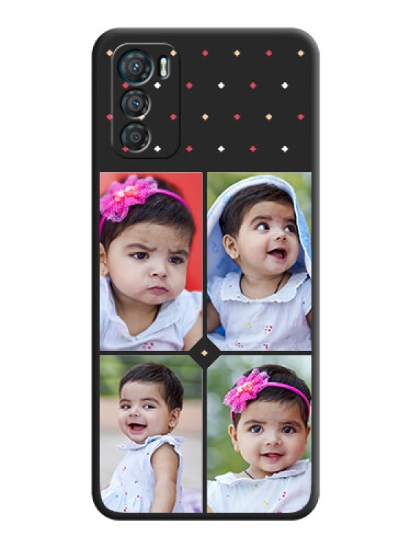 Custom Multicolor Dotted Pattern with 4 Image Holder on Space Black Custom Soft Matte Phone Cases - Motorola Moto G42