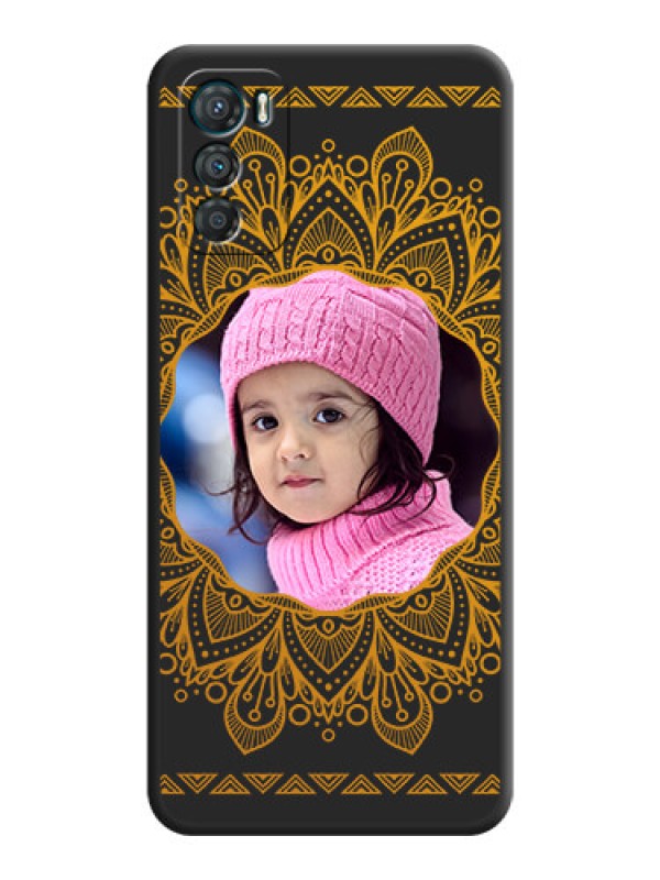 Custom Round Image with Floral Design on Photo on Space Black Soft Matte Mobile Cover - Motorola Moto G42