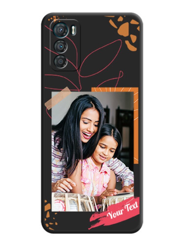Custom Orange Photo Frame on Space Black Custom Soft Matte Phone Back Cover - Motorola Moto G42